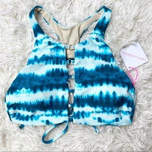 NWT Vanilla/Beach Blue White Tie Dye Bikini Top Small